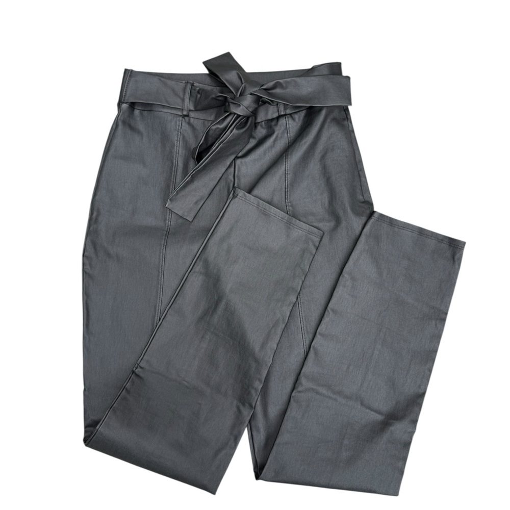 Windsor Black Faux Leather Pants with Belt size large - Picture 3 of 5